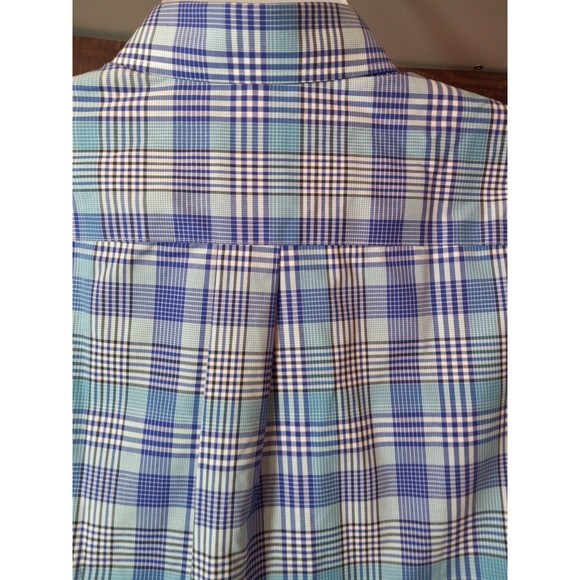 Jos A. Bank Traveler Blue Plaid Button Down Collared Short Sleeve Shirt Size M - Picture 5 of 11